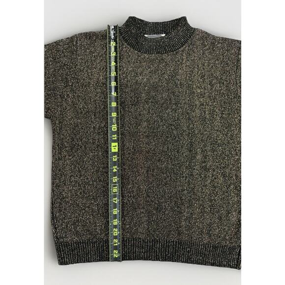 Carly Blake Women’s Vintage Holiday Sweater Gold Black Metallic M USA RN 63595 - Picture 4 of 7